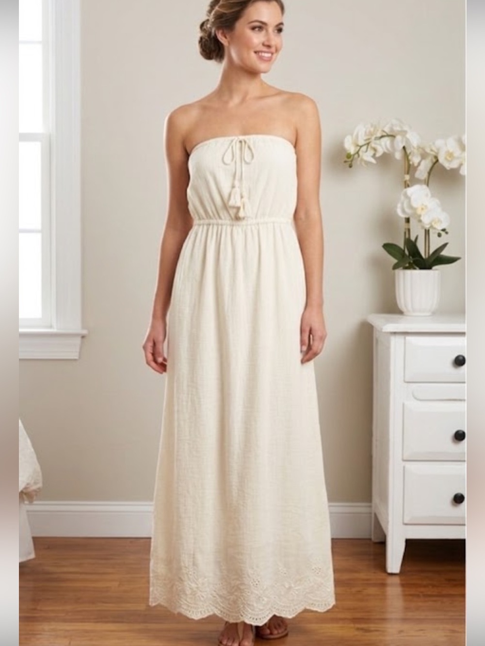 MERONA beige strapless Maxi SIZE XS /TP in excellent condition